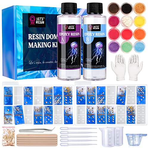 LET'S RESIN Harzformen-Silikon-Set für Domino, Epoxidharz-Starter-Set für Anfänger, Harz-Kits und -formen, komplettes Set enthält 277 ml Epoxidharz, Epoxidformen und Harzbedarf von LET'S RESIN