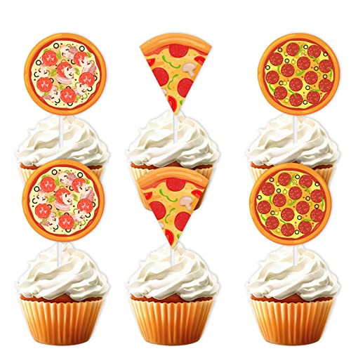 18 Stück Gold Glitzer Pizza Party Dessert Cupcake Topper Fast Food Thema Dekor Zubehör Babyparty Jungen Mädchen Happy Birthday Dekorationen von LETLIMIT