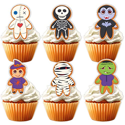 18 Stück Little Zombie Dessert Cupcake Topper Glitzer Pick für Halloween Horror Thema Dekorationen Junge Mädchen Mann Frau Happy Birthday Jäten Jahrestag Party Dekor Zubehör von LETLIMIT