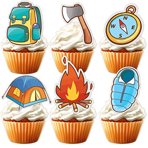 18 Stück blaue Glitzer-Dessert-Cupcake-Topper, Abschlussfeier, Ruhestand, Abenteuer, Reisen, Thema, Dekoration für Babyparty, Jungen, Mädchen, Happy Birthday Party Dekorationen von LETLIMIT