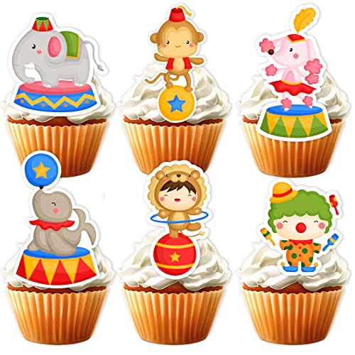 18 Stück rote Glitzer Tier Dusche Dessert Cupcake Topper Karneval Zirkus Thema Dekor Zubehör Happy Birthday Party Dekorationen von LETLIMIT