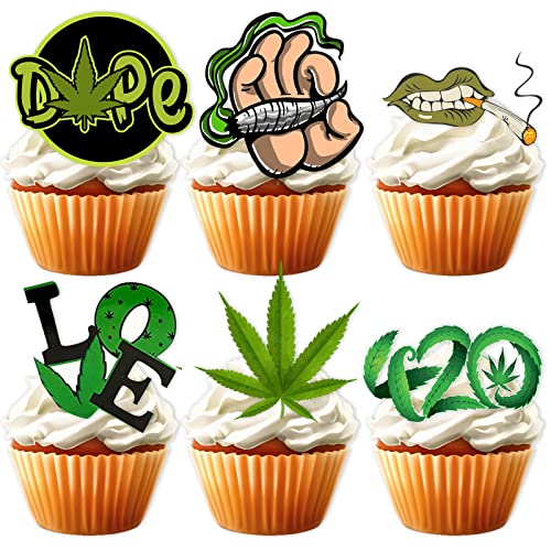 18 grüne Glitzer-Dessert-Cupcake-Topper, Dope Marihuana Have A Dope Thema Dekor Zubehör Jungen Mädchen Happy Birthday Hochzeit Party Dekorationen von LETLIMIT