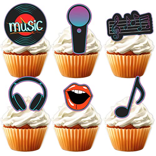 18pcs Music Note Guitar Mark Symbol Dessert Cupcake Topper for Musician Party Theme Decor Supplies Baby Shower Boy Girl Happy Birthday Party Decoration Black Glitter von LETLIMIT