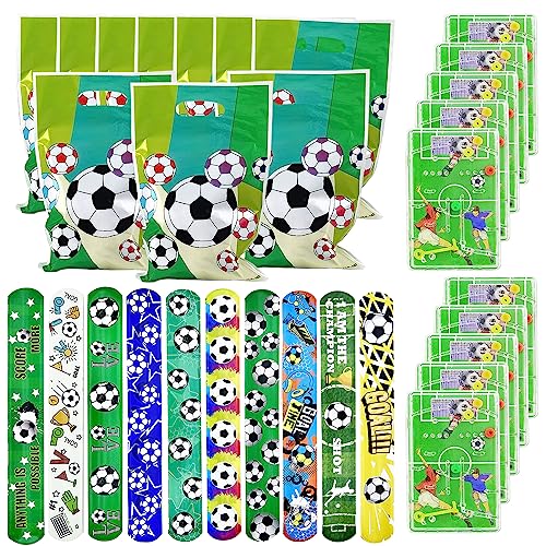 LETTERASHQP Fußball Mitgebsel Kindergeburtstag Junge 10 Fußball Slap Armbänder 10 Flipperspiel Fußball Spiele 10 Geschenktüte Fussball Deko Geburtstag Kinder Fußball Tütenfüller Mitgebsel Gastgeschenk von LETTERASHQP