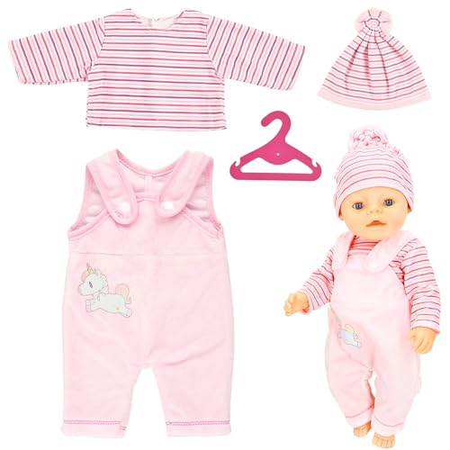 LETTERASHQP Kleidung Outfits für Baby Puppen Puppenkleidung 35-43 cm Baby Born Kleidung Puppenkleidung Outfits Baby Born Zubehör Baby Puppe Kleidung Zubehör mit Hut Langarm Hose für Kinder（Einhorn） von LETTERASHQP