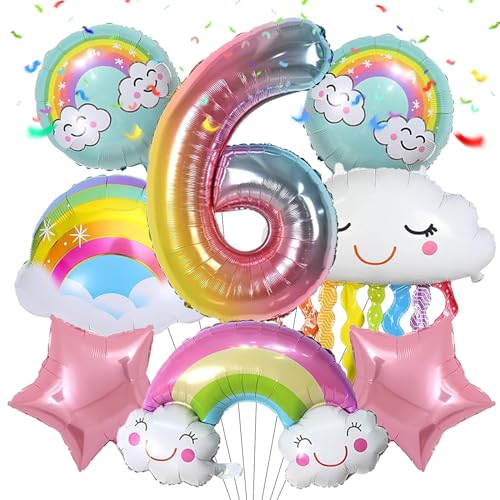 LETTERASHQP Regenbogen Deko Kindergeburtstag Mädchen 6 Jahre Regenbogen Geburtstagsdeko Mädchen Regenbogen Luftballons Deko Regenbogen Geburtstag Regenbogen Kindergeburtstag Mädchen Geburtstagsparty von LETTERASHQP