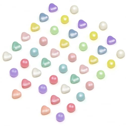 LEUCHTAMOR Acryl Pastell Herz Perlen,410Pcs AB-Farbe Perlen Bulk für Schmuck machen,Candy Farbe Runde Perlen Freundschaft Armbänder Kunsthandwerk für Mädchen und Erwachsene von LEUCHTAMOR