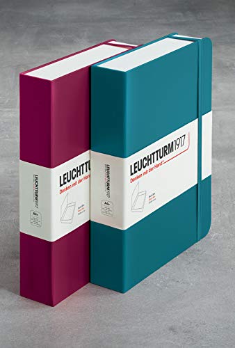 LEUCHTTURM1917 361663 Buchbox - Schachtel, Notizbuch-Look, 255 x 329 x 60 mm, mit Aufklebern, Gummi, 5 cm Füllhöhe - Port Red von LEUCHTTURM1917