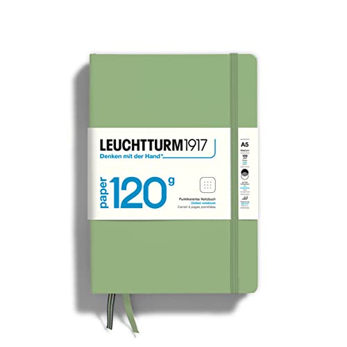 LEUCHTTURM1917 363537 Notizbuch Medium (A5) 120 g/m² Paper Edition, Hardcover, 203 nummerierte Seiten, Salbei, dotted von LEUCHTTURM1917