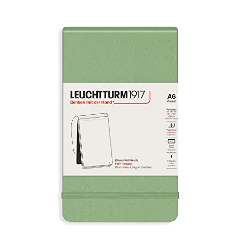 LEUCHTTURM1917 364405 Notizblock Pocket (A6), Hardcover, 184 nummerierte Seiten, blanko, Salbei von LEUCHTTURM1917