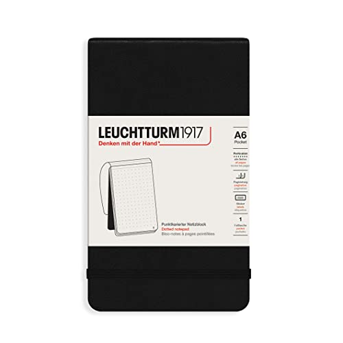 LEUCHTTURM1917 364411 Notizblock Pocket (A6), Hardcover, 184 nummerierte Seiten, dotted, Schwarz von LEUCHTTURM1917