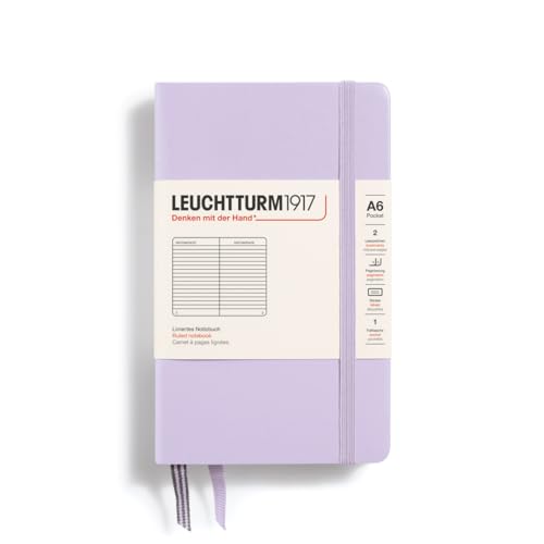 LEUCHTTURM1917 368147 Notizbuch Pocket (A6), Hardcover, 187 nummerierte Seiten, Lilac, Liniert von LEUCHTTURM1917