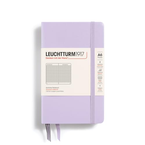 LEUCHTTURM1917 368148 Notizbuch Pocket (A6), Hardcover, 187 nummerierte Seiten, Lilac, Kariert von LEUCHTTURM1917