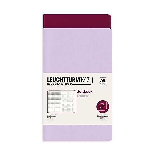 LEUCHTTURM1917 368190 Jottbook (A6), 59 nummerierte Seiten, Dotted, Lilac und Port Red, im Doppelpack von LEUCHTTURM1917