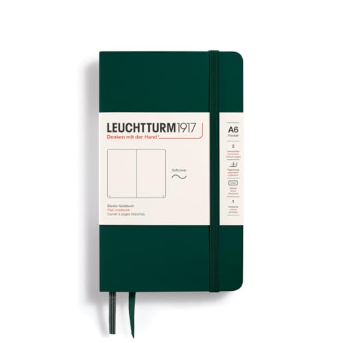 LEUCHTTURM1917 370326 Notizbuch Pocket (A6), Softcover, 123 nummerierte Seiten, Forest Green, Blanko von LEUCHTTURM1917