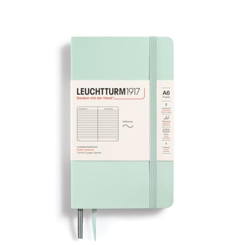 LEUCHTTURM1917 370331 Notizbuch Pocket (A6), Softcover, 123 nummerierte Seiten, Mint Green, Liniert von LEUCHTTURM1917