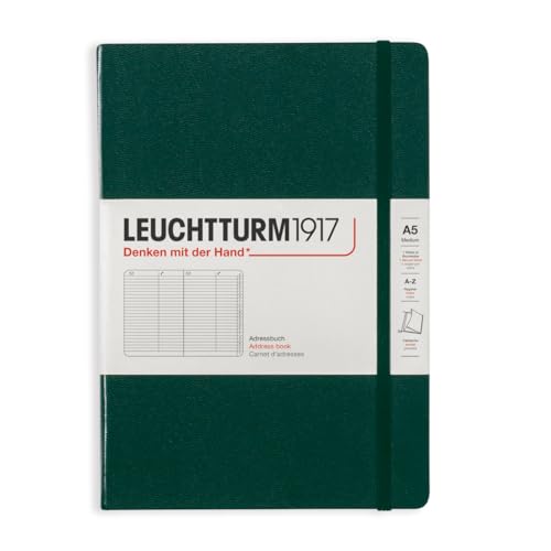 LEUCHTTURM1917 370360 Adressbuch Medium (A5), Hardcover, Forest Green von LEUCHTTURM1917