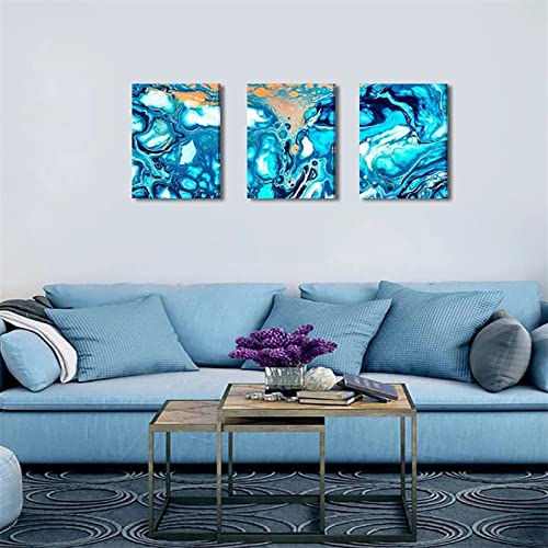 3 Teilig Diamond Painting Bilder,5D DIY Diamant Painting Vollbohrer Kit,Blaue Landschaft der abstrakten Kunst Malen nach Zahlen Diamant,Geschenk für Erwachsene Kinder,Arts Craft Wand Decor 30x40cm von LEUYA