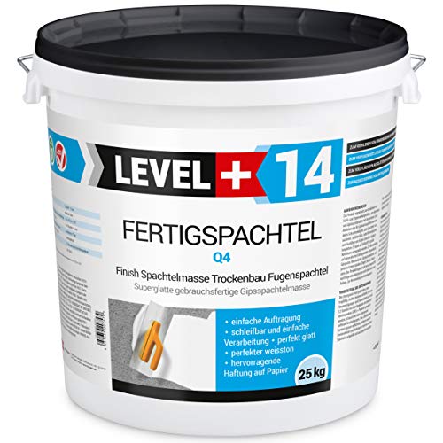 Fertigspachtel 25 kg Spachtelmasse Glättspachtel Fugenspachtel reinweiss Weiß RM14 von LEVEL PLUS