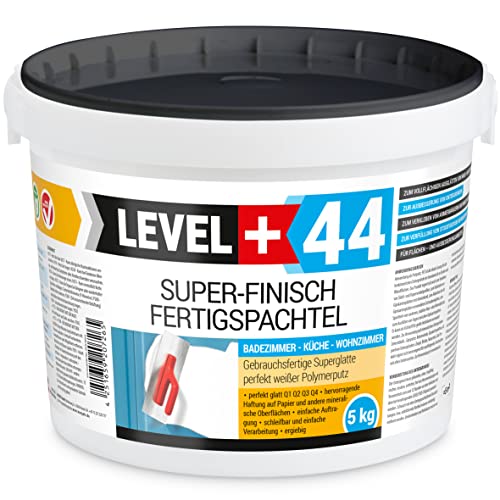 Super Finish Spachtel 5kg Fertigspachtel Q4 Perfekt Glätt Flächen Füll für Küche Bad Wohnzimmer RM44 von LEVEL PLUS