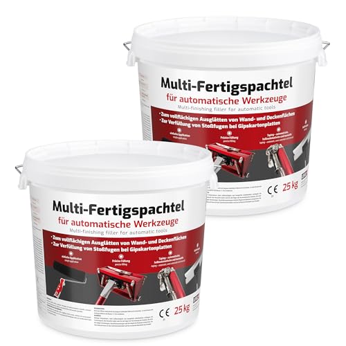 Fertigspachtel Mehrzweckspachtel Q1-Q4, Fugenspachtel Innen 50kg Perfekt Weiss Multispachtel Glätten Taping Füll Finish L5 von LEVEL+