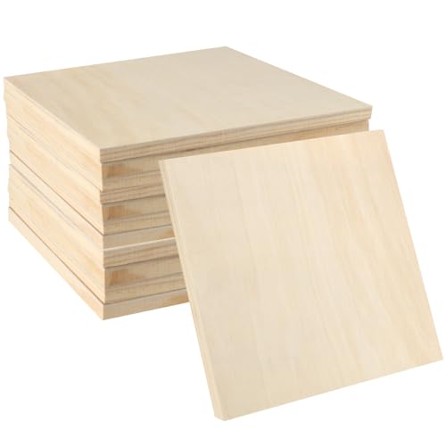 LEXININ Quadratische Holzplatten, 15 x 15 x 1,5 cm, unlackierte, quadratische Holz-Leinwand, Malplatte für Bastelarbeiten, 12 Stück von LEXININ