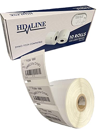 LEYF Dymo Etiketten für Labelwriter 11354-10 Rolle Pack Etiketten x 1000 St. Je Rolle = 10000 Etikette, Selbstklebend, Kompatibel für Dymo Labelwriter & Seiko Etikettendrucker, 57 X 32 mm, 10X11354 von LEYF