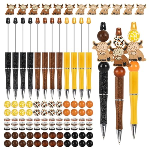 LEYILE 12 x Perlen-Kugelschreiber, Bastelset, Perlenstift-Kits, Schreibwaren-Stift, Schreibwaren für die Schule von LEYILE