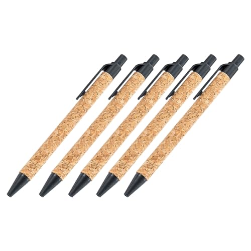 LEYILE 5 Stück einziehbarer Kugelschreiber, 1,0 mm, Holzmaserung, Schreibwaren, Zubehör für Schüler, Lehrer von LEYILE