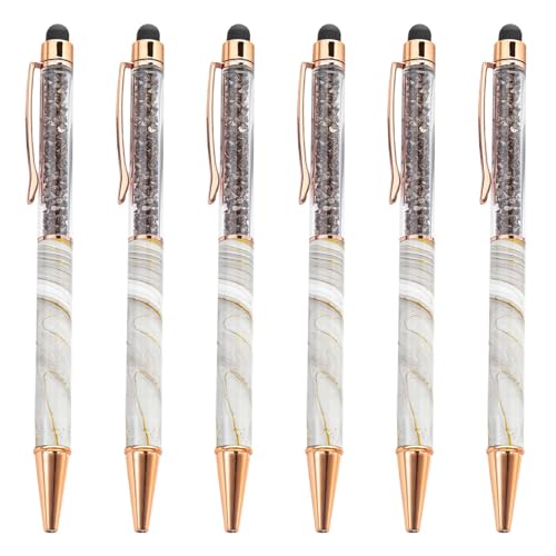 LEYILE 6 x Kristall-Kugelschreiber, 2-in-1-Touchscreen-Stift, glattes Schreiben, Schule, Bürobedarf, Geschenk von LEYILE