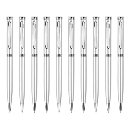 LEYILE Metall-Kugelschreiber mit Stift-Clip, zum Öffnen/Schließen, Kugelschreiber für Geschäftsleute, glattes Schreiben, 10 Stück von LEYILE