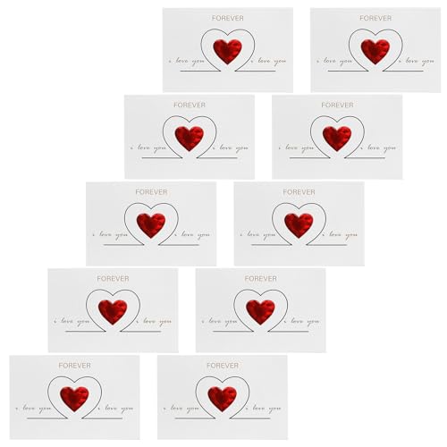 LEYILE Valentinstagskarte mit Herz-Design, mit Umschlag für Ehefrau, Ehemann, Valentinstag, Hochzeit, Geburtstag, Jahrestag, 10 Stück von LEYILE