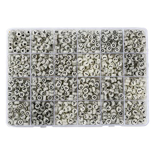 Runde Acryl-Buchstabenperlen für Schmuckherstellung, 7 mm, Weiß, 1500 Stück von LEYILE