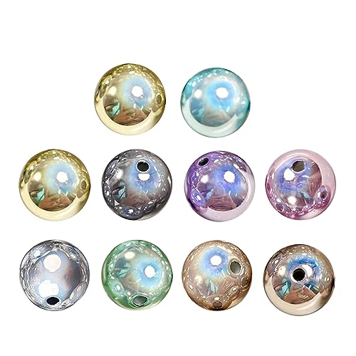 Set mit 10 runden Perlen, reflektierende Charm-Perlen, Bastelperlen, Acrylperlen, perfekt für Schmuckherstellung und Bastelarbeiten von LEYILE