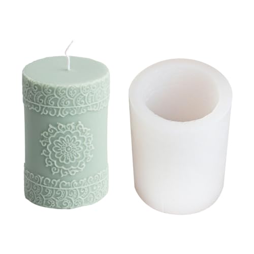Silikonform mit geprägter Spitze, zylinderförmig, für Kerzen, Epoxidharz, Ornament, handgefertigter Schmuck für Aromatherapie-Enthusiasten von LEYILE