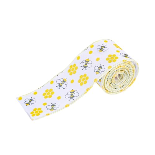 Sonnenblumen-Schleifenband mit Drahtkante, Honigbienen, mit Drahtkante, dekoratives Band zum Basteln, Verpacken, Schleifen von LEYILE