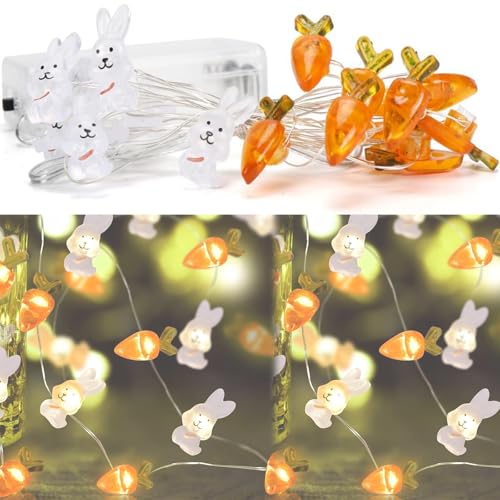 Lichterkette Ostern 20 Led Osterdeko Für Draußen, Ostern Nachtlicht Dekorative Lichter, Led-Osterhasen Lichterkette, Für Ostern Party Dekoration Tischdeko [Batterien Nicht Im Lieferumfang Enthalten]. von LEZED