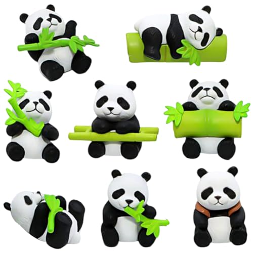 Panda Tortenaufleger Ornamente, 8 Stück Panda Cupcake Figuren Ornamente Panda DIY Bonsai Dekor Handwerk Dekoration Kinder Geburtstags Party Dekoration von LEZYHIU