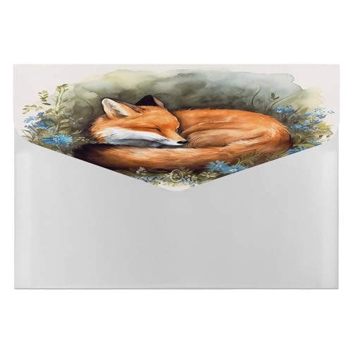 Kunststoff-Aktenordner mit Schnappverschluss, A Sleeping Fox transparente Ordner, Aktenbeutel, Dateitasche, erweiterbarer Aktenordner, Dokumentenaufbewahrung von LFDSYEOQ