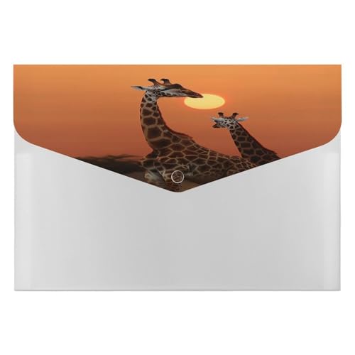 Kunststoff-Aktenordner mit Schnappverschluss, Giraffe bei Sonnenuntergang, transparente Ordner, Dokumententaschen, Aktenordner, erweiterbarer Aktenordner, Dokumentenaufbewahrung von LFDSYEOQ