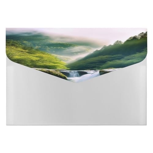 Kunststoff-Aktenordner mit Schnappverschluss, Misty Mountains Forest, transparente Ordner, Dokumententaschen, Aktenordner, Brieftasche, erweiterbarer Aktenordner, Dokumentenaufbewahrung von LFDSYEOQ