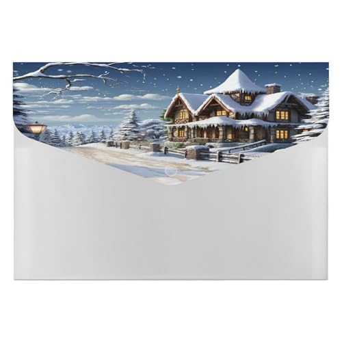 Kunststoff-Aktenordner mit Schnappverschluss, Weihnachten, Winter, Happy Scene, transparente Ordner, Aktenbeutel, Datei-Organizer, Dokumentenmappe, erweiterbarer Aktenordner, Dokumentenaufbewahrung von LFDSYEOQ