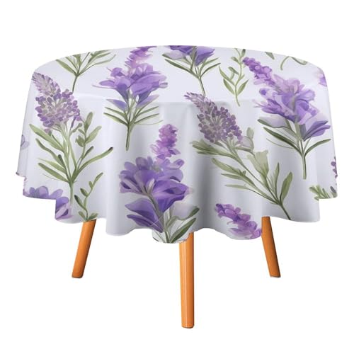 LFDSYEOQ Tischdecke für runde Tische, Lavendelblumen-Dekor, runde Tischdecken, 152,4 cm, dekorative Tischdecke für Küche, Restaurant, Picknick, Innen- und Außenbereich von LFDSYEOQ