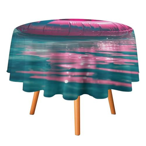 LFDSYEOQ Tischdecke für runde Tische, Schwimmkreis im Wasser, Dekoration, runde Tischdecken, 152,4 cm, dekorative Tischdecke für Küche, Restaurant, Picknick, Innen- und Außenbereich von LFDSYEOQ