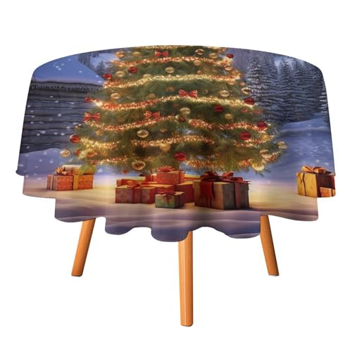 LFDSYEOQ Tischdecke für runde Tische, Weihnachtsbaumdekoration, runde Tischdecken, 152,4 cm, dekorative Tischdecke für Küche, Restaurant, Picknick, Innen- und Außenbereich von LFDSYEOQ