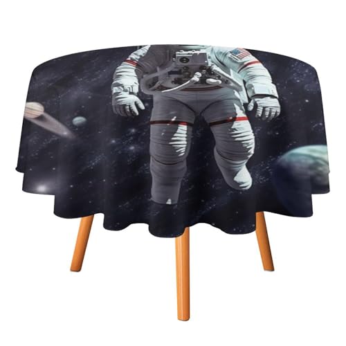 LFDSYEOQ Tischdecke für runde Tische, Weltraum-Astronauten-Dekoration, runde Tischdecken, 152,4 cm, dekorative Tischdecke für Küche, Restaurant, Picknick, Innen- und Außenbereich von LFDSYEOQ