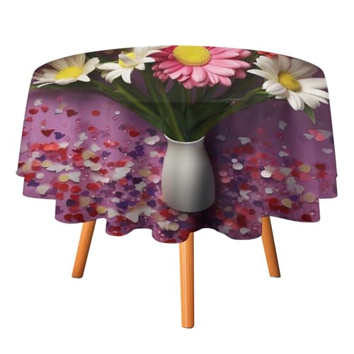 LFDSYEOQ Tischdecke für runde Tische, frische Blumen, Dekoration, runde Tischdecken, 152,4 cm, dekorative Tischdecke für Küche, Restaurant, Picknick, Innen- und Außenbereich von LFDSYEOQ