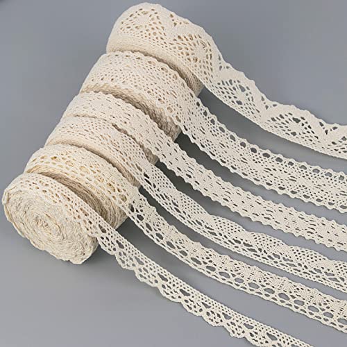 Spitzenband Vintage Beige 30m Spitze Deko Geschenkband für Hochzeit Tischdekoration Nähen DIY Handwerk. von LFKJUMY