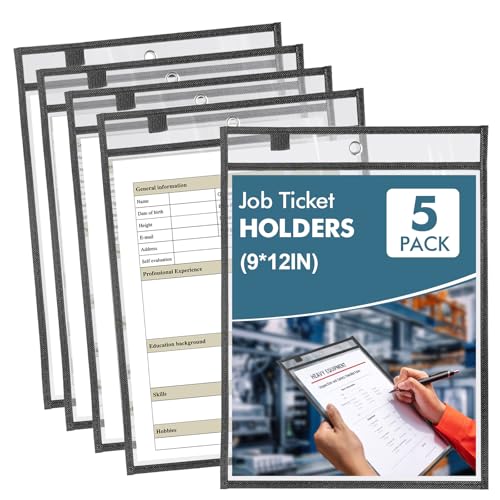 5 Stück Jobticket-Halter, 22,9 x 30,5 cm, Dokumentenhalter, Blattschutzhüllen, Kunststoffhüllen für Papier, trocken abwischbare Taschen, transparente Taschen, Tickethalter von LFMKJ