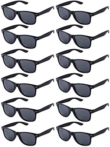 LFYXCW 12 Paare Sonnenbrillen Set Bunt Party Favors Für Herren Damen Partybrillen Set Sommer 80er (12Schwarz) von LFYXCW